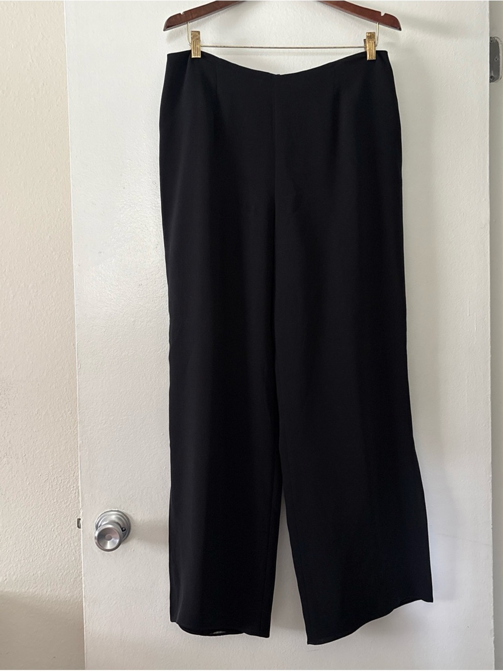 Vintage Carlisle Pants Womens Size 14 X29” Wide Leg Silk Quiet Luxury Black #151